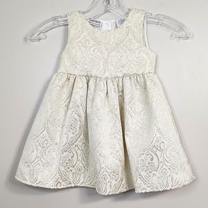 Blueberi Boulevard Brocade Cream & Gold Girls Dress, Size 2T ~ NWT